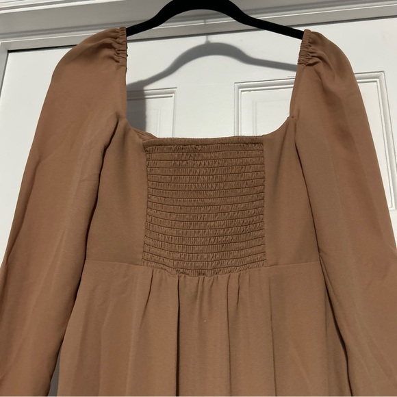 BHLDN size 4 Kayleigh Georgette dress in sienna long sleeve neutral event dress - Picture 7 of 8